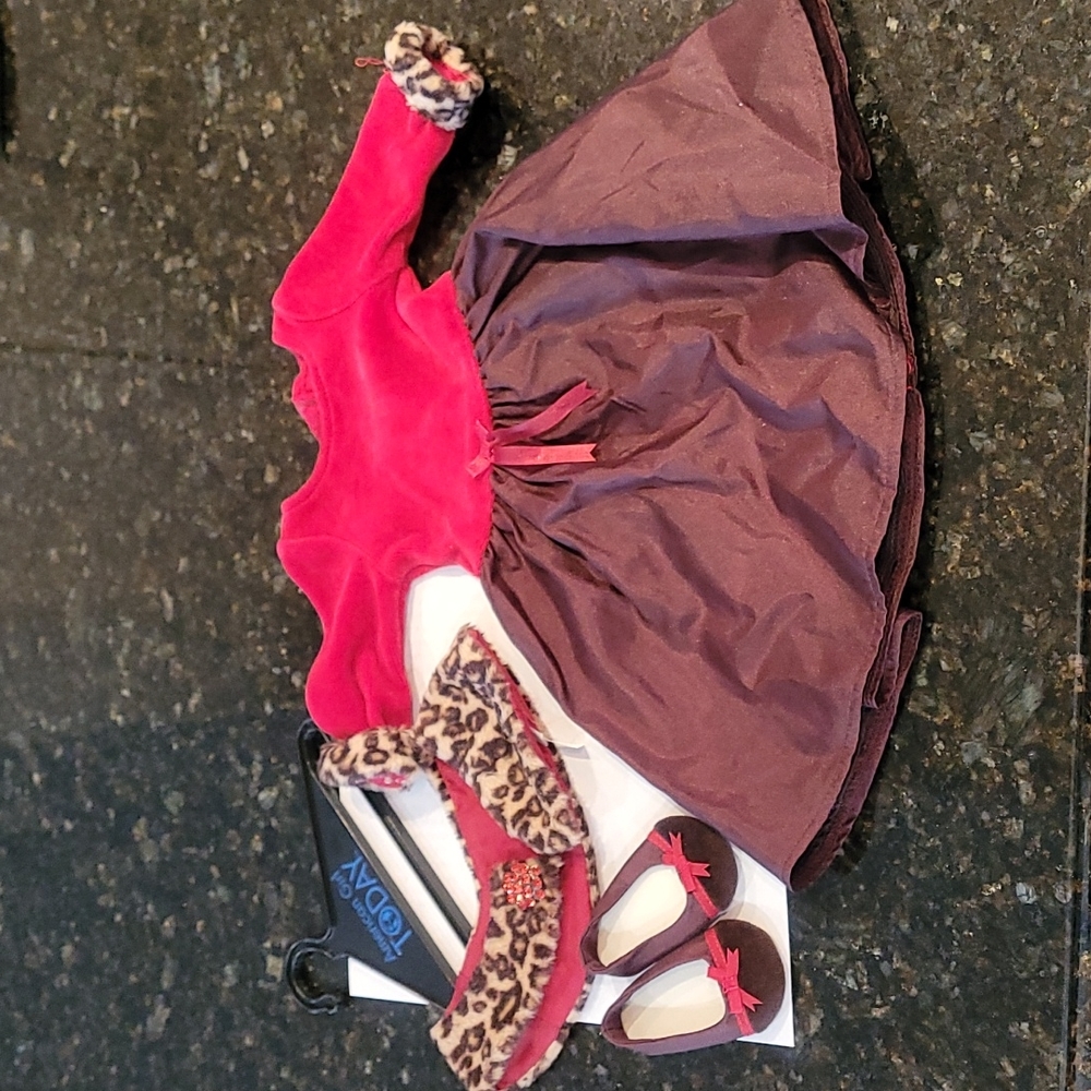 American Girl Retired Chocolate Cherry Outfit Dress & Accessories